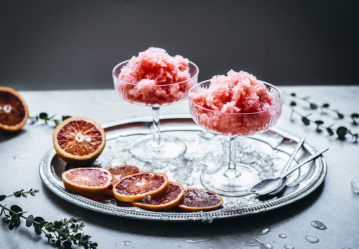 Granita veriapelsinide ja vahuveiniga