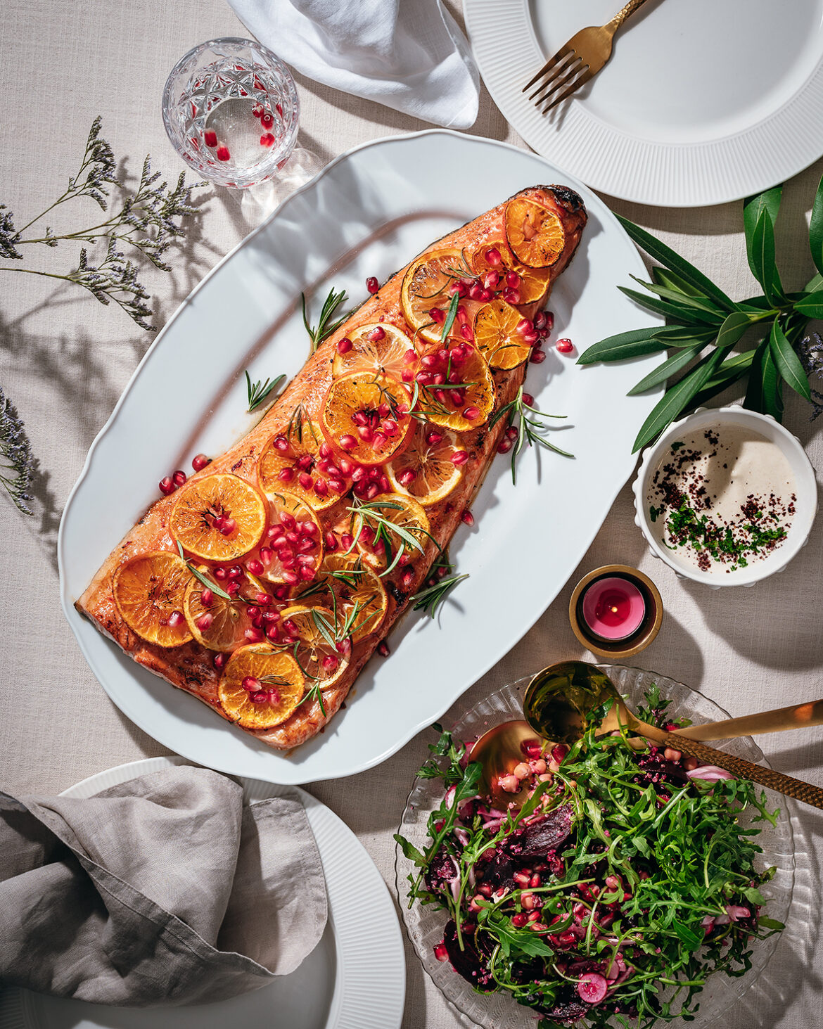 Tsitruste ja granaaõunakastmega ahjulõhe